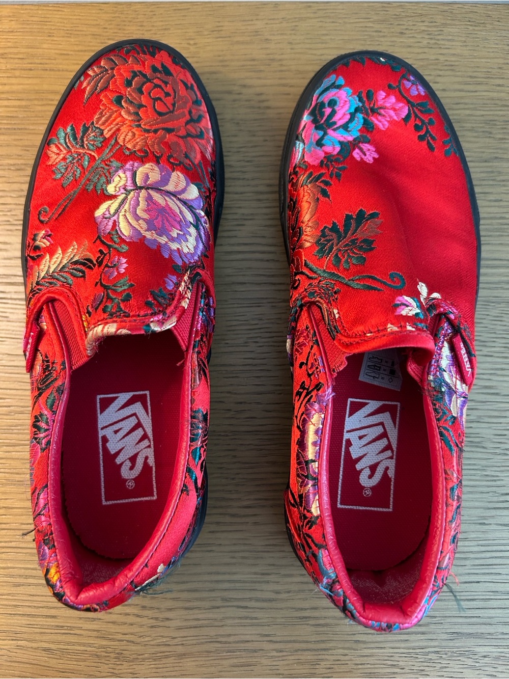 Vans Red Festival Satin Chinese New Years Slip-On Sneakers